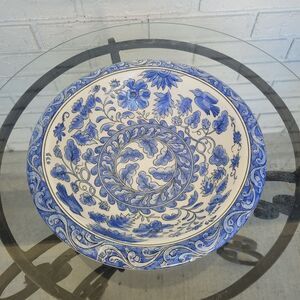 Enesco Japan Ceramic Blue And White Bird And Floral Design Bowl